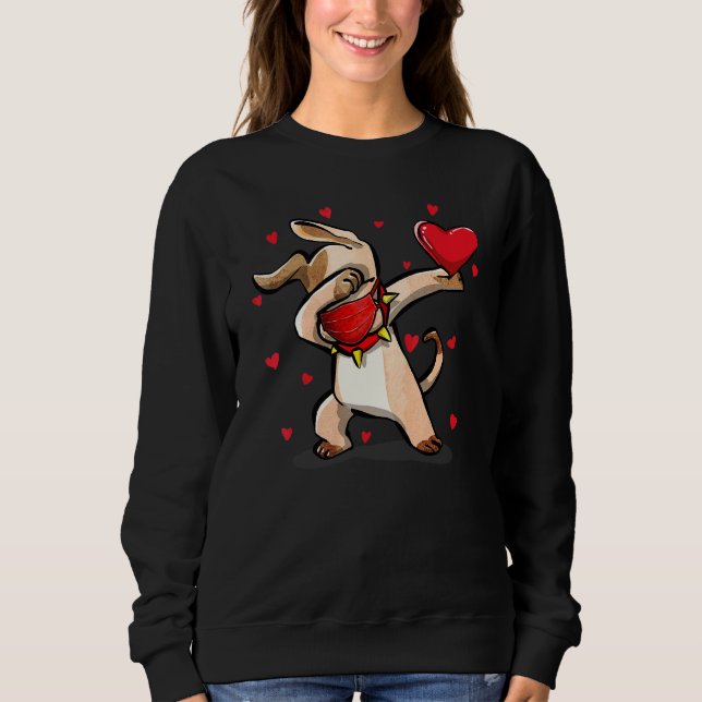 Dabbing Dog Wears Face Mask Dab Dance Funny Valent Sweatshirt (Front)