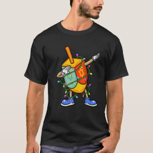 Dabbing Dreidel Hanukkah Christmas Lights Menorah T-Shirt