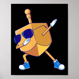 Dabbing Dreidel Hanukkah Dancing Chanukah Kids Gir Poster