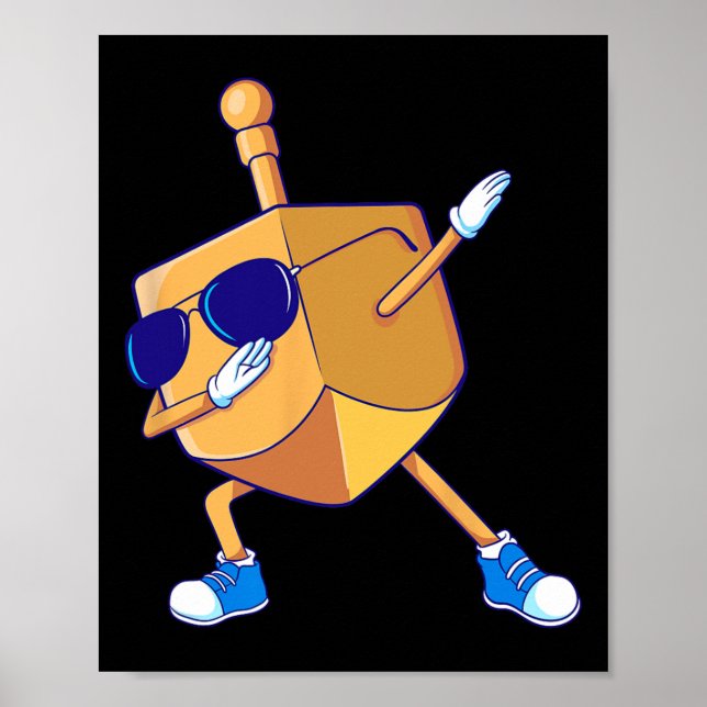 Dabbing Dreidel Hanukkah Dancing Chanukah Kids Gir Poster (Front)