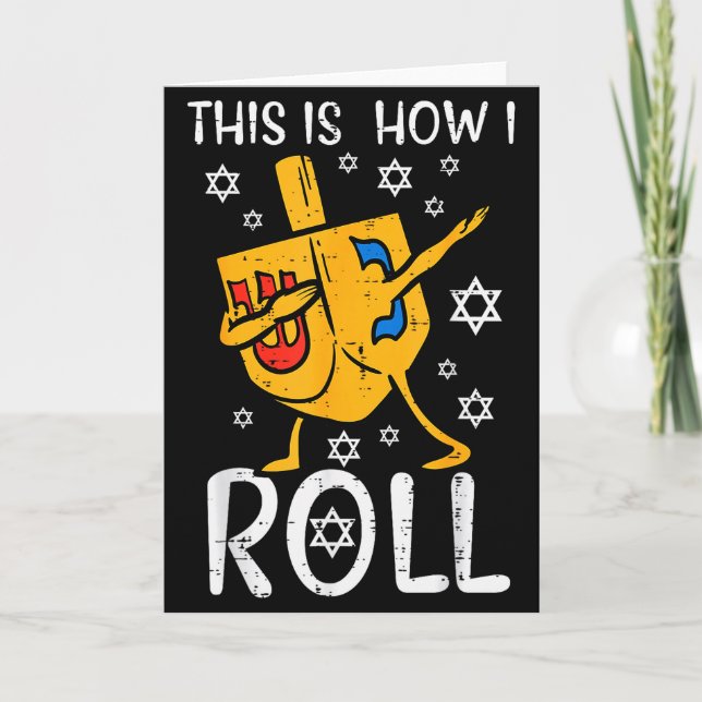 Dabbing Dreidel Ugly Hanukkah Funny Chanukah Men W Card (Front)