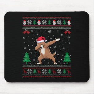 Dabbing Drever Dog Santa Hat Boys Girls Kids Chris Mouse Pad