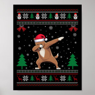 Dabbing Drever Dog Santa Hat Boys Girls Kids Chris Poster