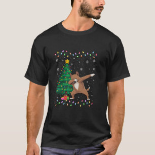 Dabbing Drever Dog Xmas Tree Lights Ugly Christmas T-Shirt