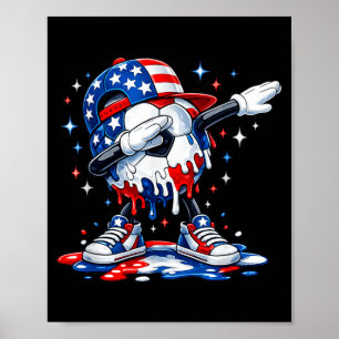 Dabbing Drip Soccer Ball Boys Men Kids Toddler 4th Poster