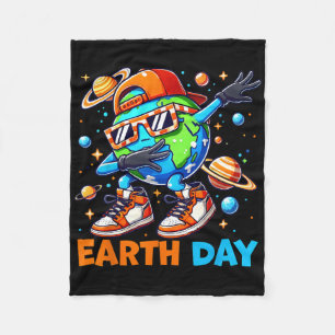 Dabbing Earth Day 2025 Cute Earth Day Kids Toddler Fleece Blanket