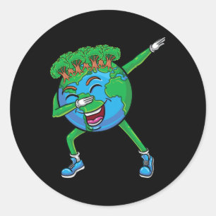 Dabbing Earth For Earth Day Kids  Classic Round Sticker