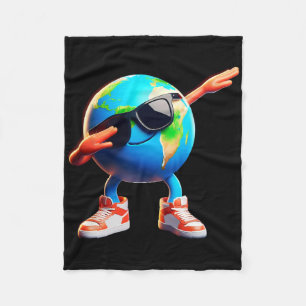 Dabbing Earth Funny Earth Day 2024 Boys Girls Kids Fleece Blanket
