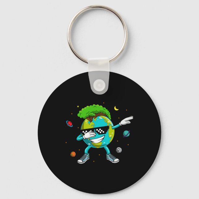 Dabbing Earth Recycling Conversation Space Science Key Ring (Front)