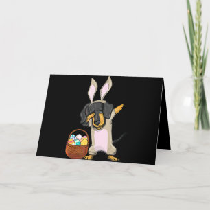 Dabbing Easter Bunny Dachshund Doxie Girls Design Holiday Card