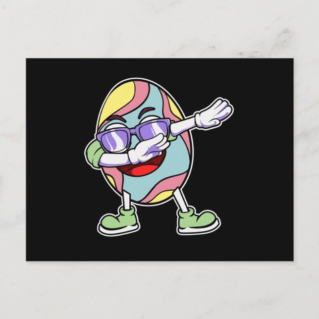 Dabbing Easter Bunny Egg Hunting Basket Kids Boys Postcard (Front)