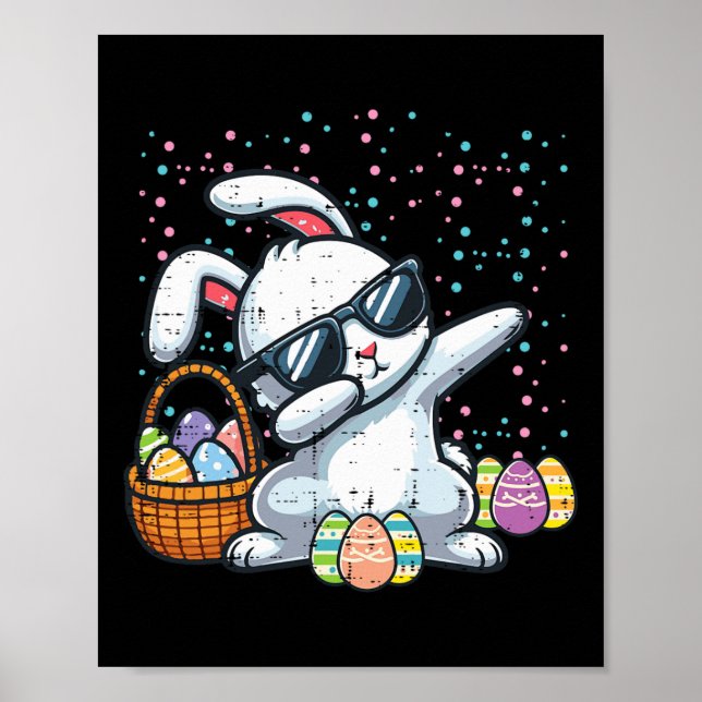 Dabbing Easter Bunny Eggs Sket Rabbit Dance Men Wo Poster (Front)