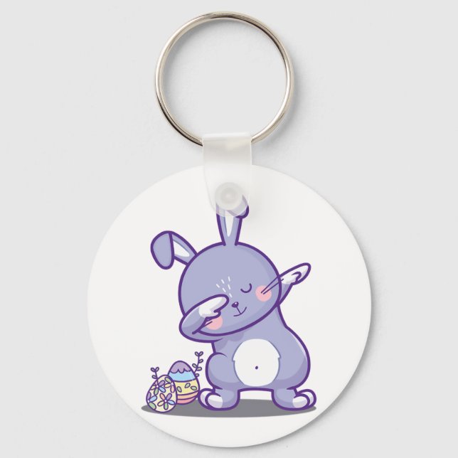 Dabbing Easter Bunny For Easter Rabbit Key Ring (Front)