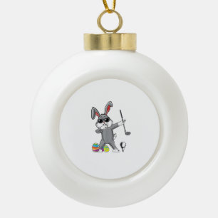 Dabbing Easter Golf Easter Bunny Rabbit Golfer Cut Ceramic Ball Christmas Ornament