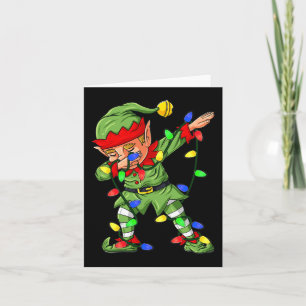 Dabbing Elf Christmas Tree Lights Boys Kids Dab Xm Card