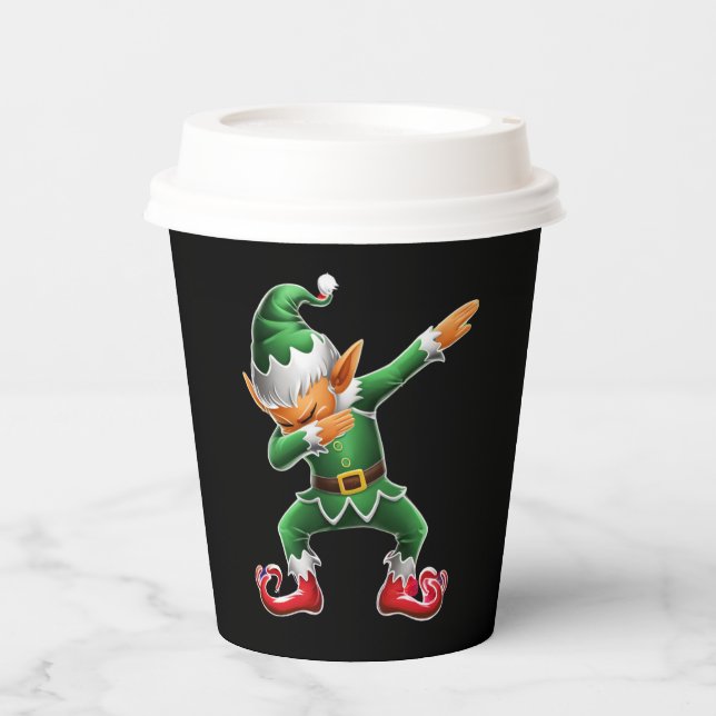Dabbing Elf Costume Christmas Squad Xmas Paper Cups (Front)