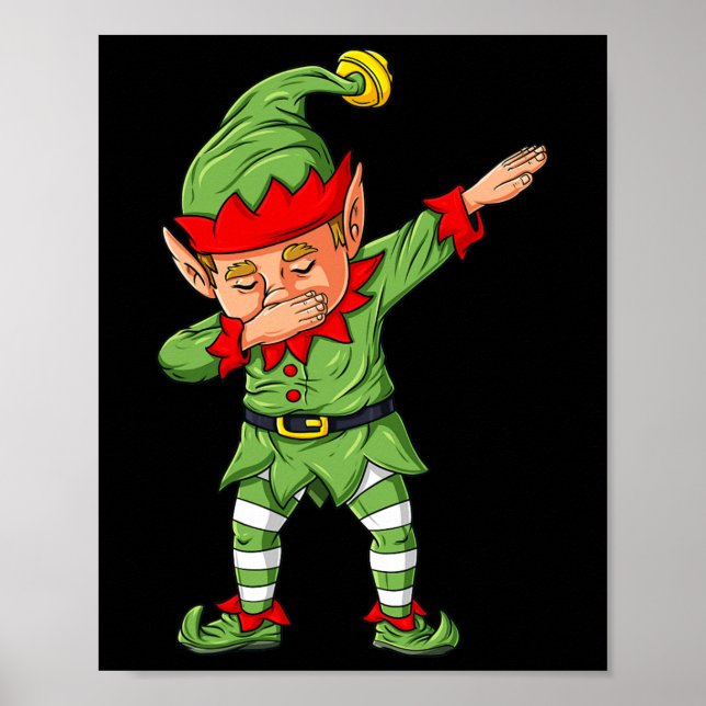 Dabbing Elf Family Matching Christmas Boys Girls K Poster (Front)