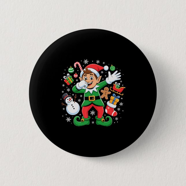 Dabbing Elf Friends Xmas Boys Girls Dabbing Christ 6 Cm Round Badge (Front)