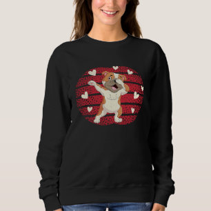 Dabbing English Bulldog Heart Valentine's Day Love Sweatshirt