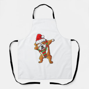Dabbing English Bulldog Santa Christmas Gifts Kids Apron