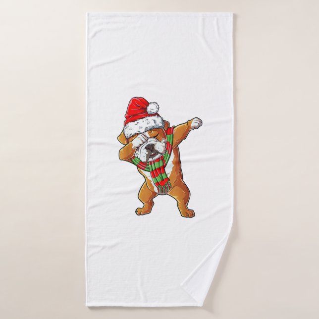Dabbing English Bulldog Santa Christmas Gifts Kids Bath Towel (Bath Towel)