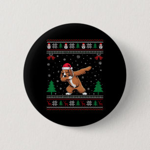 Dabbing Er Spaniel Dog Santa Hat Boys Girls Christ 6 Cm Round Badge