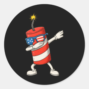 Dabbing Firecracker Funny 4th Of July Boys Kids Te Classic Round Sticker