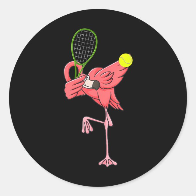 Dabbing Flamingo Tennis Tennis Player Flamingo Classic Round Sticker (Front)
