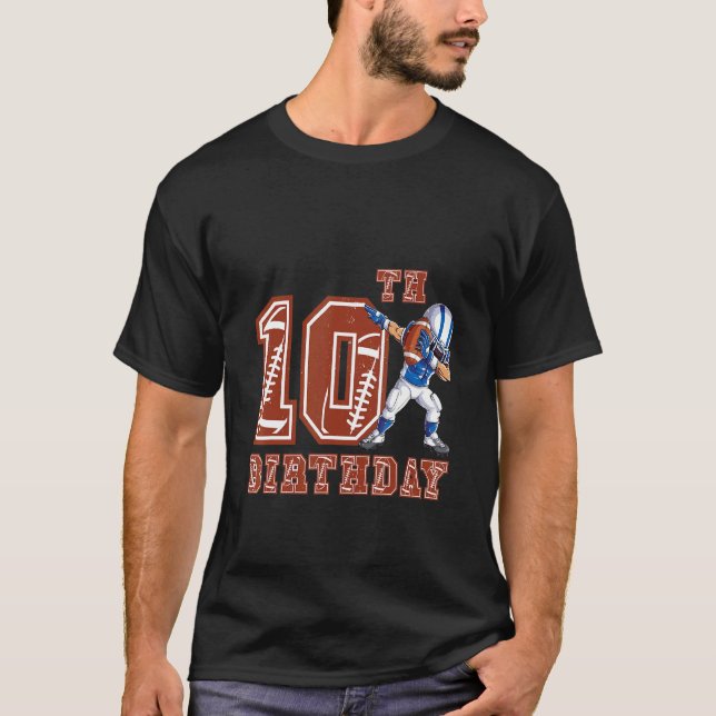 Dabbing Football Boy 10th Birthday 10 Ten Year Old T-Shirt (Front)