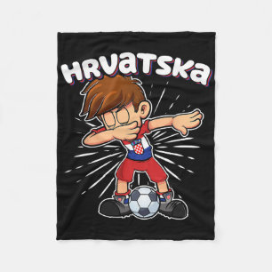 Dabbing Footll Soccer Boy Croatia Jersey Hrvatska Fleece Blanket