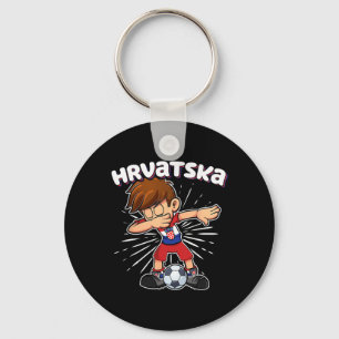 Dabbing Footll Soccer Boy Croatia Jersey Hrvatska Key Ring