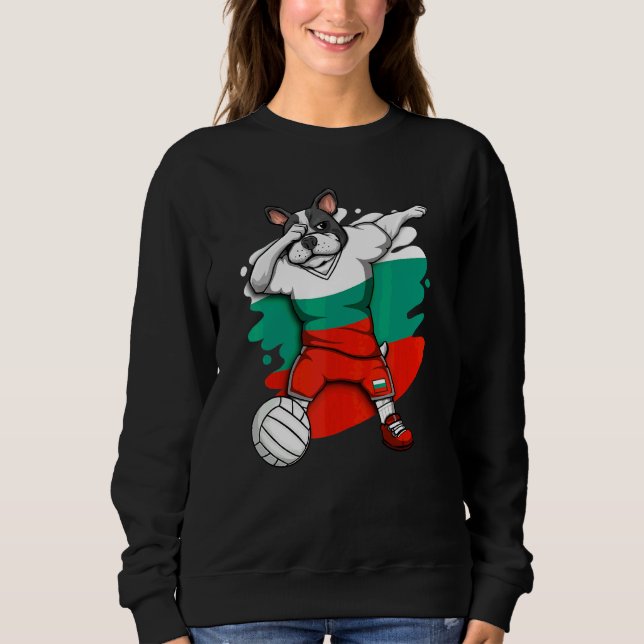 Dabbing French Bulldog Bulgaria Volleyball Fan Jer Sweatshirt (Front)