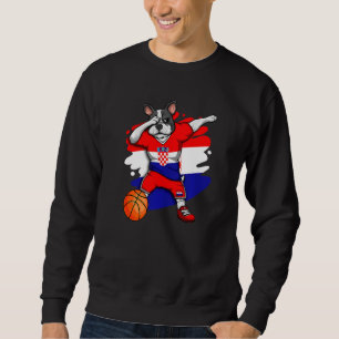 Dabbing French Bulldog Croatia Basketball Fan Jers Sweatshirt