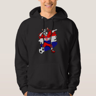 Dabbing French Bulldog Croatia Soccer Fans Jersey Hoodie