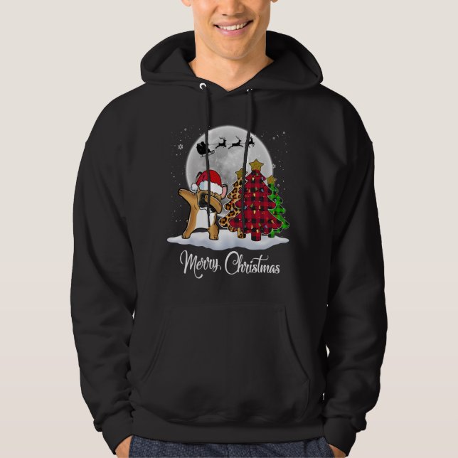 Dabbing French Bulldog Dab Dog Christmas Tree Funn Hoodie (Front)