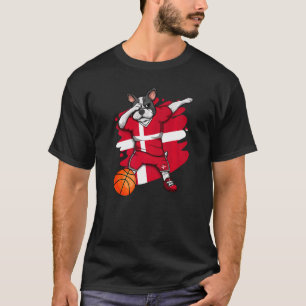 Dabbing French Bulldog Denmark Basketball Fan Jers T-Shirt