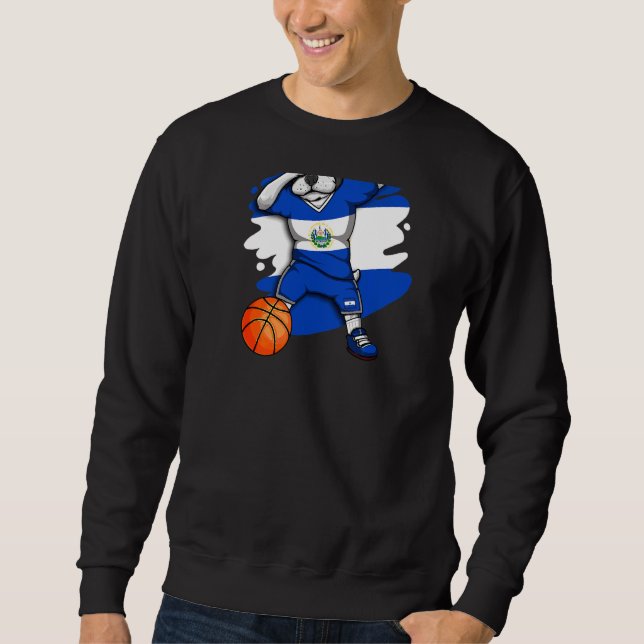 Dabbing French Bulldog El Salvador Basketball Fan  Sweatshirt (Front)