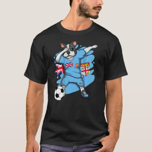 Dabbing French Bulldog Fiji Soccer Fans Jersey Foo T-Shirt