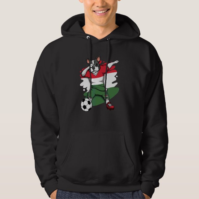 Dabbing French Bulldog Hungary Soccer Fans Jersey  Hoodie (Front)