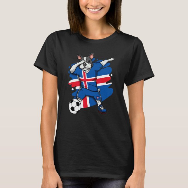 Dabbing French Bulldog Iceland Soccer Fans Jersey  T-Shirt (Front)
