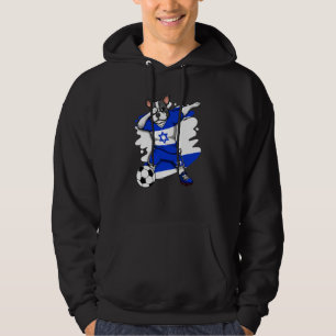 Dabbing French Bulldog Israel Soccer Fans Jersey F Hoodie