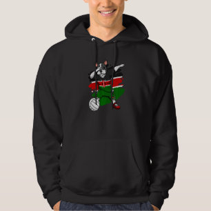 Dabbing French Bulldog Kenya Volleyball Fan Jersey Hoodie