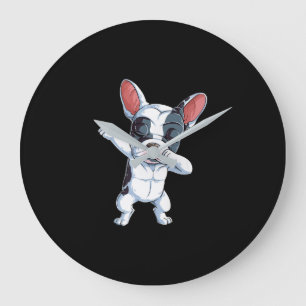 Dabbing French Bulldog Kids Boys Dog Lover Large Clock