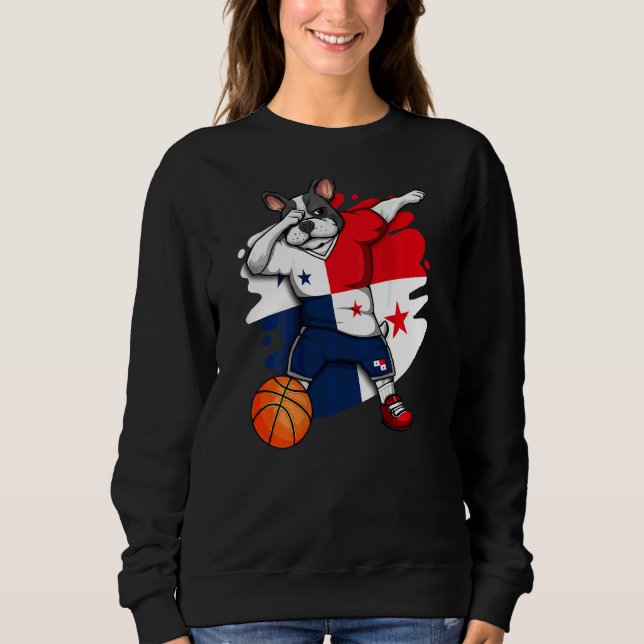 Dabbing French Bulldog Panama Basketball Fan Jerse Sweatshirt (Front)