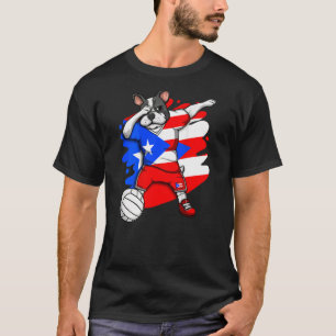 Dabbing French Bulldog Puerto Rico Volleyball Fan T-Shirt