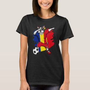 Dabbing French Bulldog Romania Soccer Fans Jersey T-Shirt