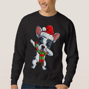 Dabbing French Bulldog Santa Christmas Kids Boys X Sweatshirt