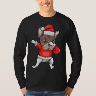 Dabbing French Bulldog Santa Christmas T-Shirt