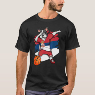 Dabbing French Bulldog Serbia Basketball Fan Jerse T-Shirt