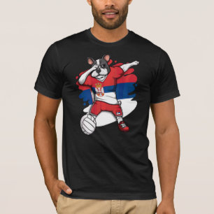 Dabbing French Bulldog Serbia Volleyball Fan Jerse T-Shirt